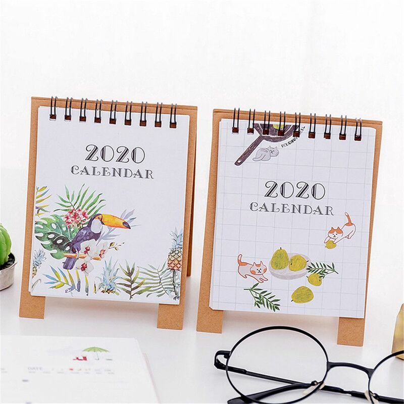 1PC Cute Cartoon Flamingo 2020 Year Table Calendar Daily Schedule Yearly Agenda Organizer Learning Planner Desktop Decorations
