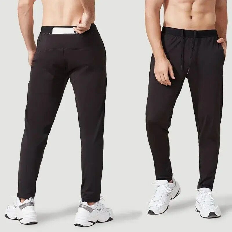 Świetne spodnie sportowe do kostek elastyczne oddychające jednokolorowe Slim Fit męskie spodnie do biegania spodnie dresowe Casual Camping