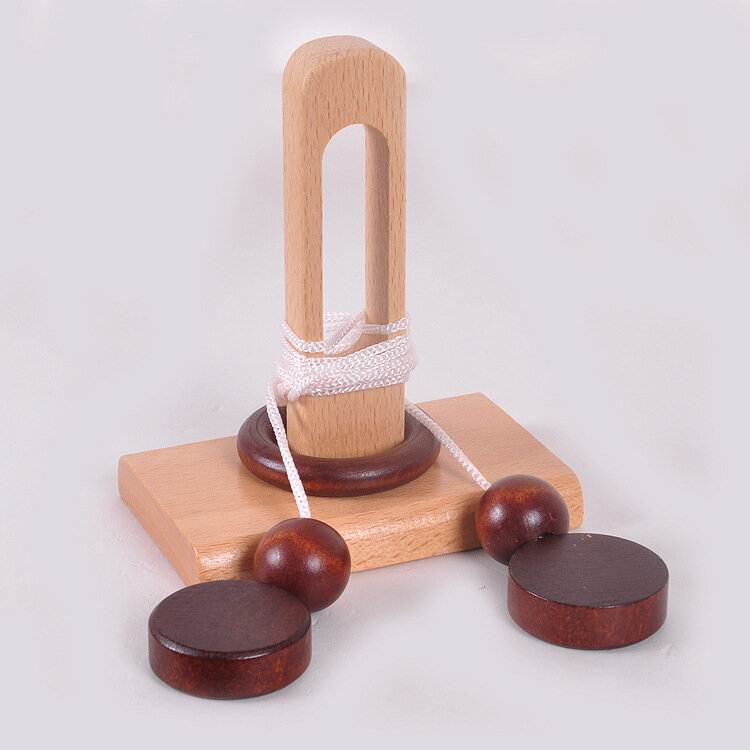 Wooden String Rope Brain Teaser Puzzle Game for Adults