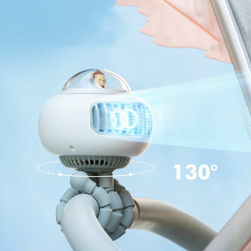 Xiaomi-Mini aire acondicionado Flexible recargable, ventilador de refrigeración para cochecito de 3600mAh, rotación automática de 130 °, viento de 4 engranajes, portátil, para exteriores