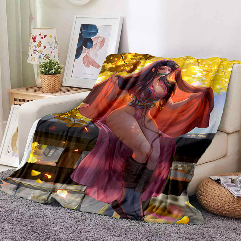 Coperta personalizzata Demon Slayer per divano per adulti coperte da viaggio per la casa per letti, coperta da gioco kawaii da campeggio di halloween