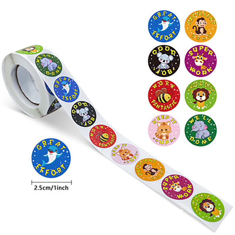 50-500 Pcs Zoo Animals Cartoon Stickers For Kids Classic Toys Sticker School Teacher Reward Sticker 8 Designs Pattern Lion