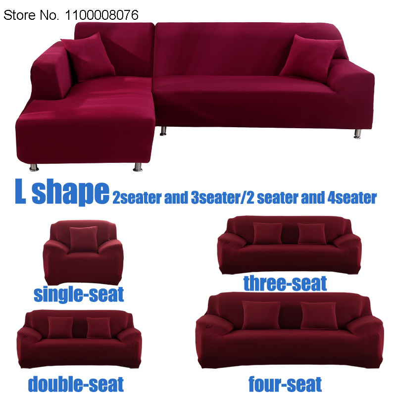 Housses extensibles pour canapé d'angle, pour salon, couleur unie, pour canapé deux places et trois places