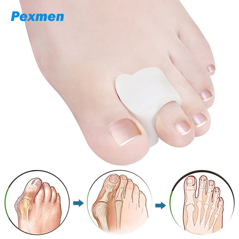Pexmen 2 pçs/saco gel grande dedo do pé separador para sobreposição dedos dos pés uniões hallux valgus bunion protetor espaçadores ferramenta de cuidados com os pés