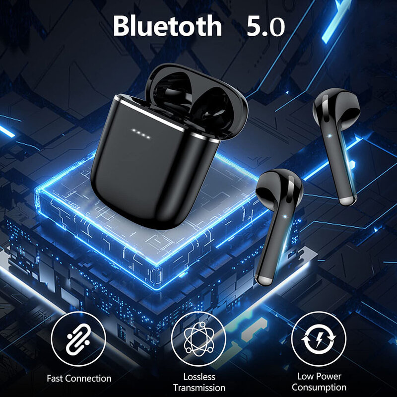 J05 TWS Earphone Bluetooth Baru Headphone Nirkabel Olahraga Earbud Stereo Musik HiFi dengan Mikrofon untuk Ponsel Pintar Android IOS