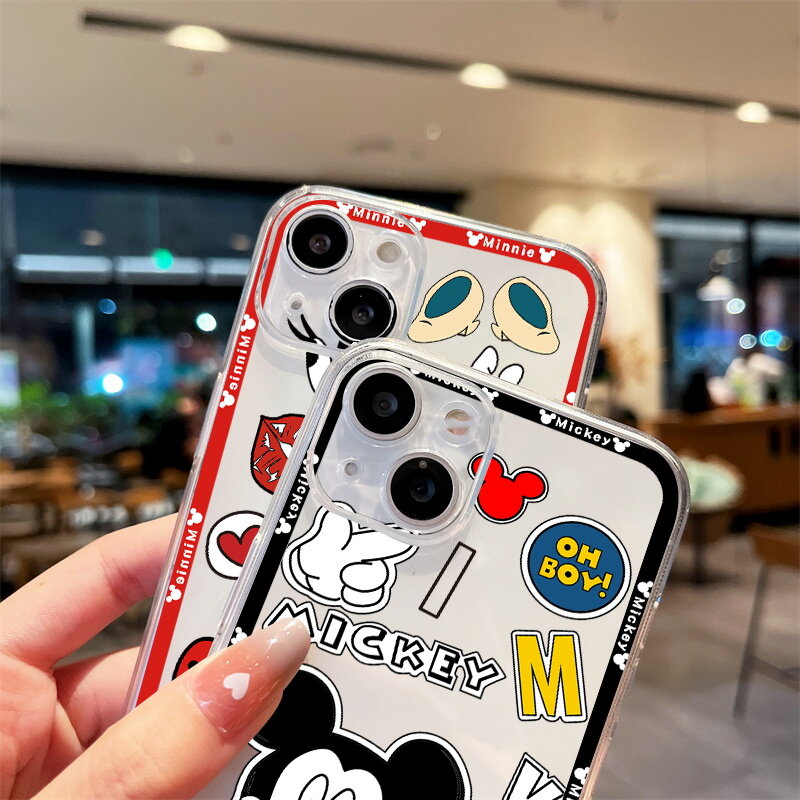 Mickey Mouse Anime Letter Phone Case Funda per iPhone 11 12 13 14 Pro Max Mini 6 7 8 14 Plus X XS XR Max SE 2020 Soft Back Coque