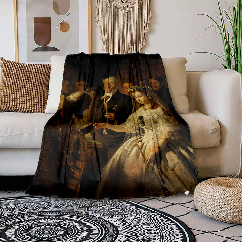 Современное Фланелевое мягкое плюшевое одеяло для дивана или кровати с изображением известных картин