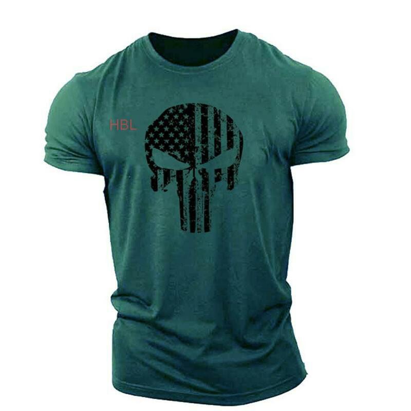 Мужская быстросохнущая футболка с 3D-принтом черепа, повседневная спортивная одежда армейского зеленого цвета с коротким рукавом, 6XL, 2022