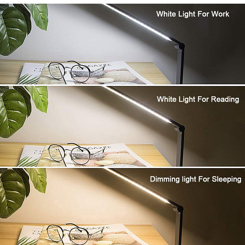 무선 충전기 LED 책상 램프 USB 충전 밝기 조절 터치 컨트롤 눈을 돌보는 테이블 조명 포트 침실 거실 사무실