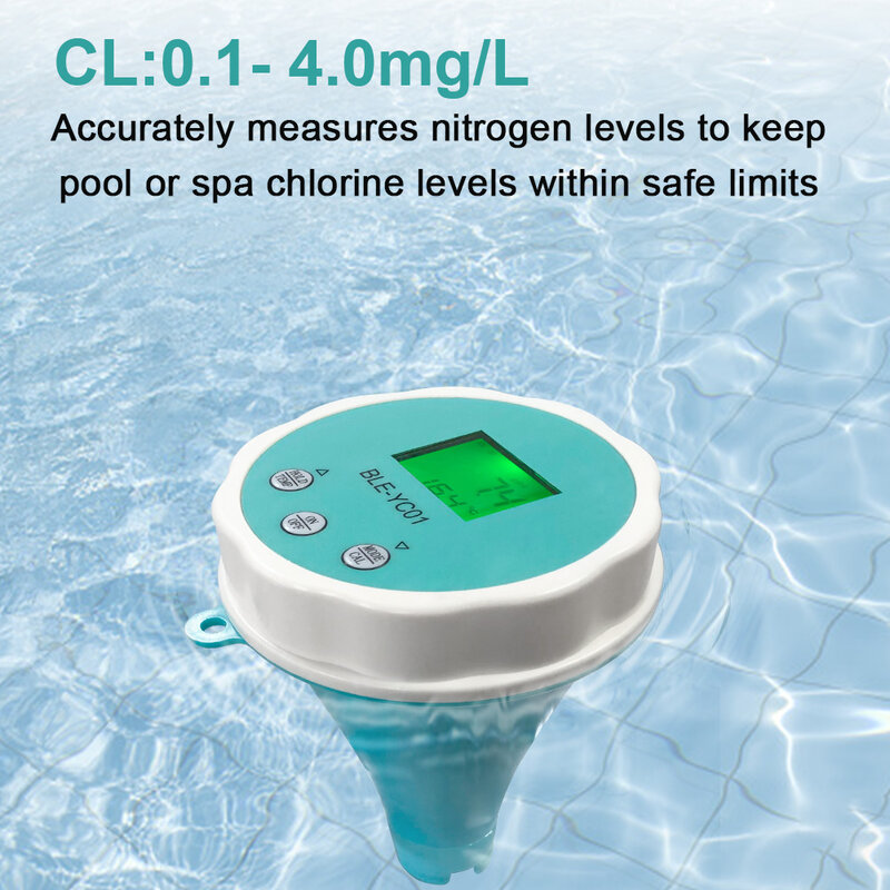Digital Temp Chlorine ORP EC TDS PH Meter Bluetooth Water Quality Tester ATC Smart APP Online 6 in 1 Monitor for Swimming Pool