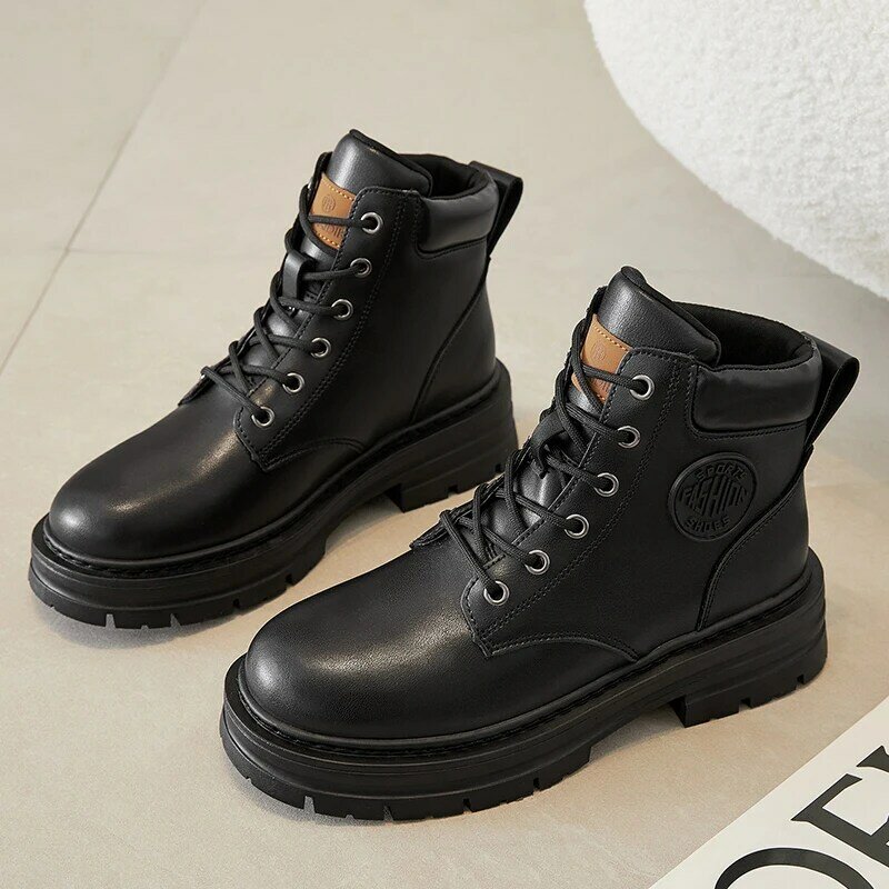 Męskie buty wysokie narzutka z koronki up mężczyźni buty jesień wygodne oddychające botki 2022 moda wojskowe botki człowiek buty na platformie