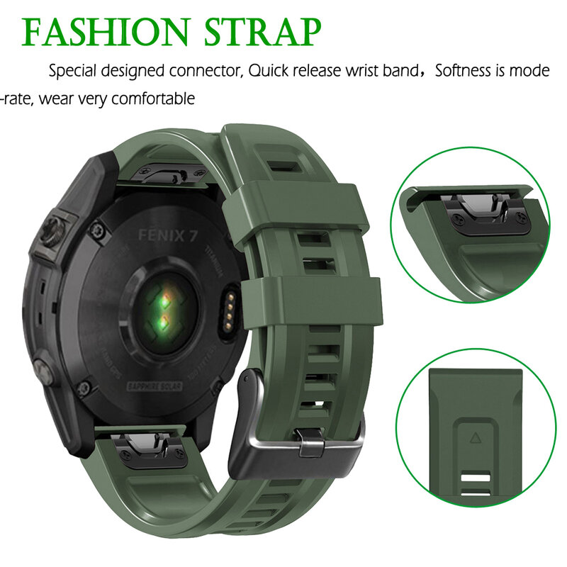 26 22MM Silicone Quick Release Watchband Straps For Garmin Fenix 7 7X 6 6X Pro 5 5X EPIX 935 945 Smart Watch Easyfit Wrist Bands