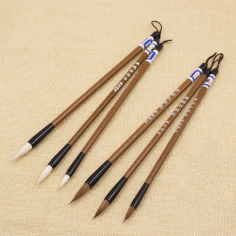 3Pcs/Set Traditional Chinese Writing Brushes White Clouds Bamboo Wolf's Hair Writing Brush for Calligraphy Painting Practice