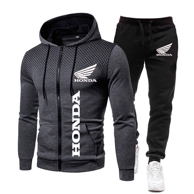 Herbst/Winter 2022 Männer der Honda Logo Print Hoodie Set Fleece Zip Hoodie Sweatshirt und Track Hosen männer anzug Sportswear
