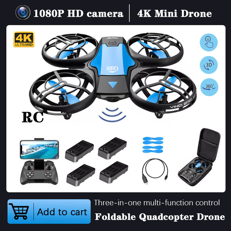 Drone RC V8 Baru 2022 4K 1080P WiFi Fpv Kamera HD Drone Mini Menjaga Tinggi Hadiah Mainan Quadcopter Lipat