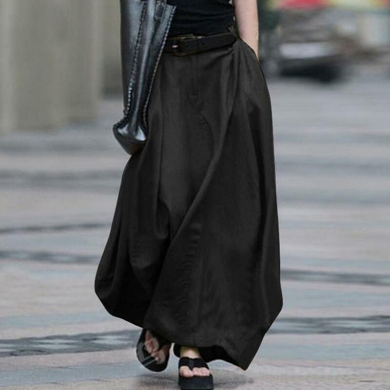 Faldas Vintage de cintura alta para mujer, falda larga hasta el tobillo, mezcla de algodón, Color sólido, ropa de oficina, 2022