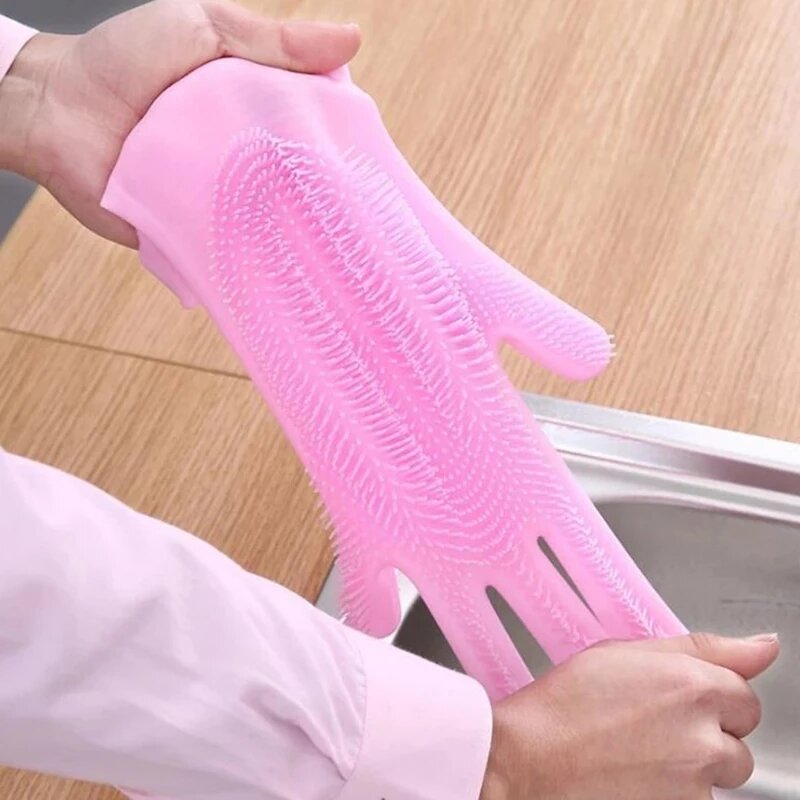 Rękawice do sprzątania naczyń silikonowa magiczna rękawica kuchnia trwała czysta prace domowe domowe urządzenia do oczyszczania 1 para