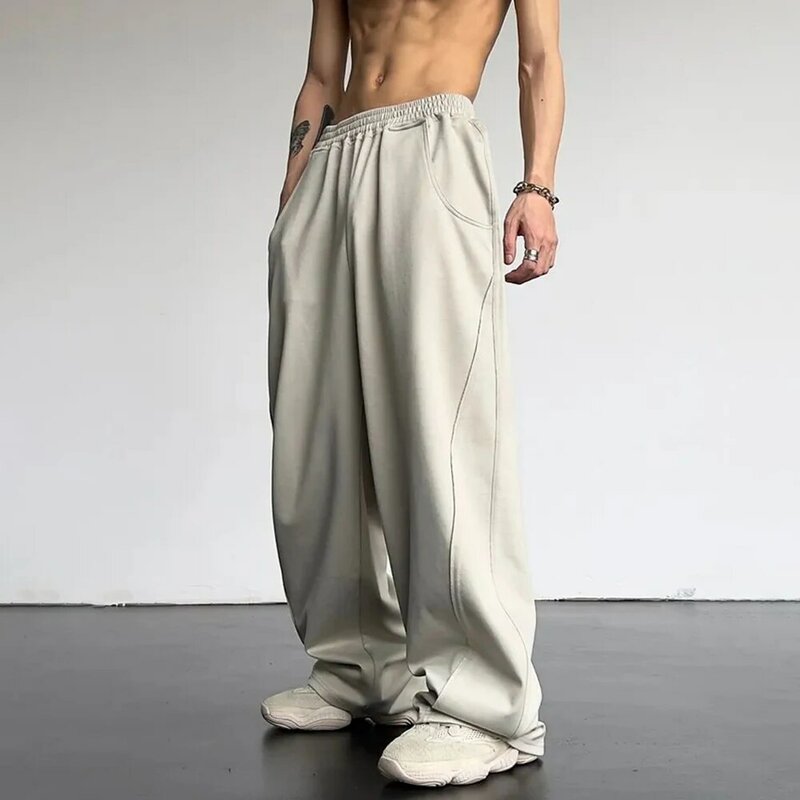Pantaloni della tuta Casual Oversize di marca marea pantaloni dritti da uomo in stile americano nuovo Design senso pantaloni larghi alla moda a gamba larga
