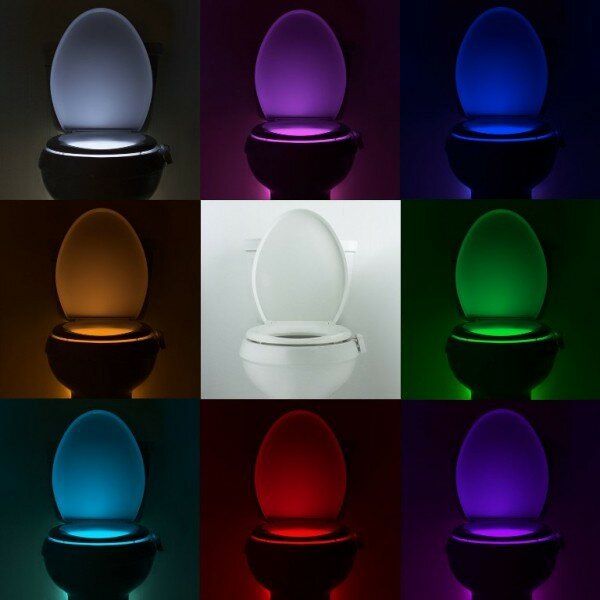 Venda quente conduziu a luz do banheiro 8 sensor de cor lightbowl led sensor luz da noite wc lâmpada do banheiro
