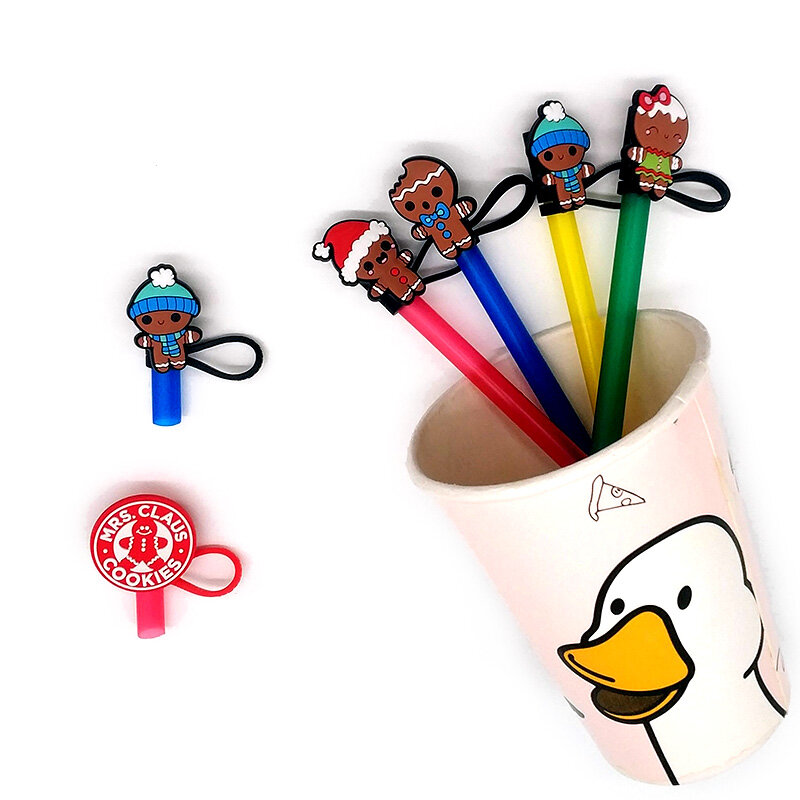 20PCS PVC Straw Plastic Toppers Cute Cartoon Disposable Straw Charms for Drink Reusable Straw Cover Accessories Wedding Souvenir