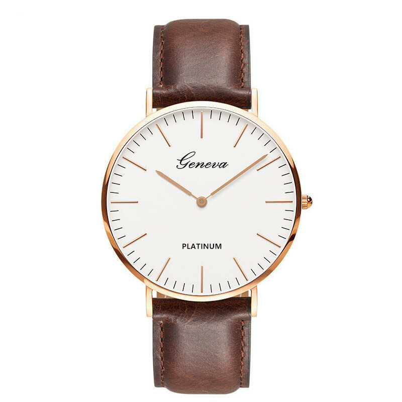 Женские и мужские наручные часы GENEVA, тонкие простые Модные кварцевые часы с двумя контактами для студентов