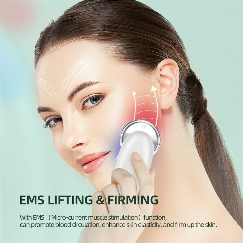 CkeyiN-masajeador de vibración Facial, Lifting Facial, rejuvenecimiento de la piel, terapia de luz roja LED de fotones, antiarrugas y Antienvejecimiento