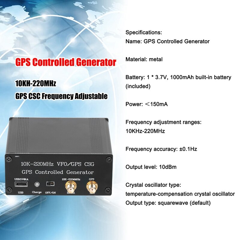 10KH-220Mhz GPS Gesteuert Generator GPS Zähmung Referenz Signal Quelle GPS-CSG 10K-220Mhz VFO generator