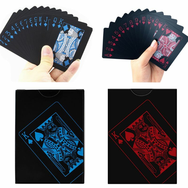 1 زوج من أوراق اللعب مقاوم للماء البلاستيك بك أوراق اللعب مناسبة للحزب ألعاب بطاقة الأزرق والأحمر