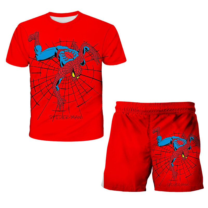 Marvel Hulk Boys T-shirt Kids Top Shorts 2 Pcs Sets Superhero Captain Americ Spiderman T-Shirts Children Cartoon Clothing Sets