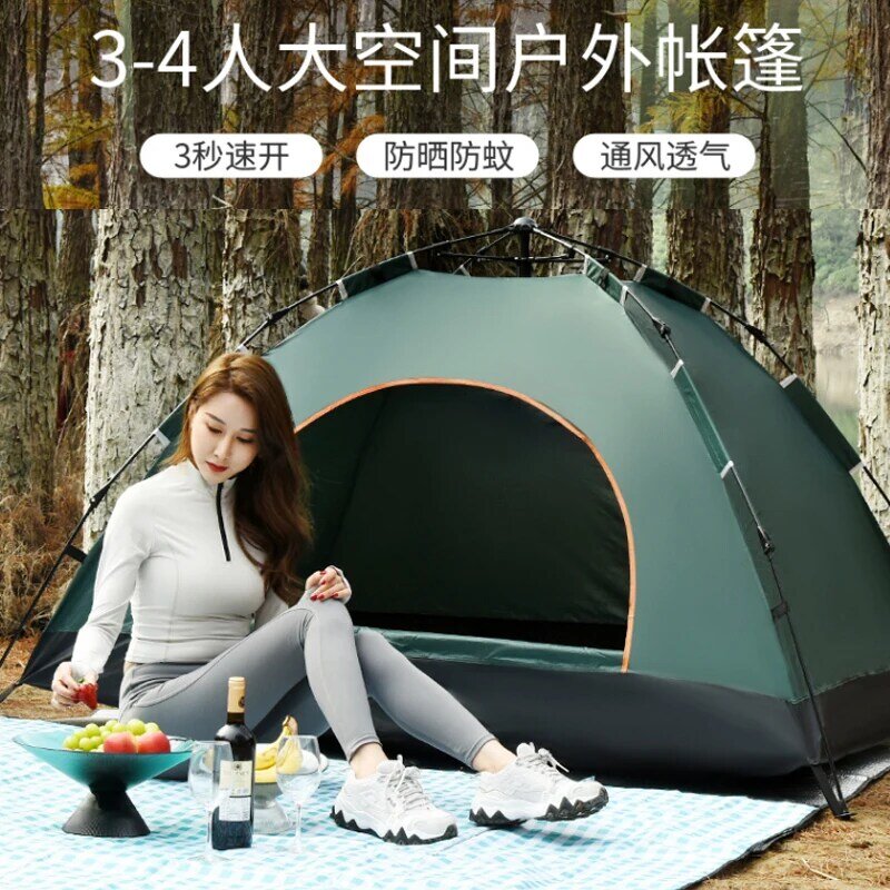 Tenda da campeggio all'aperto addensato portatile automatico pop-off impermeabile vento campeggio campo