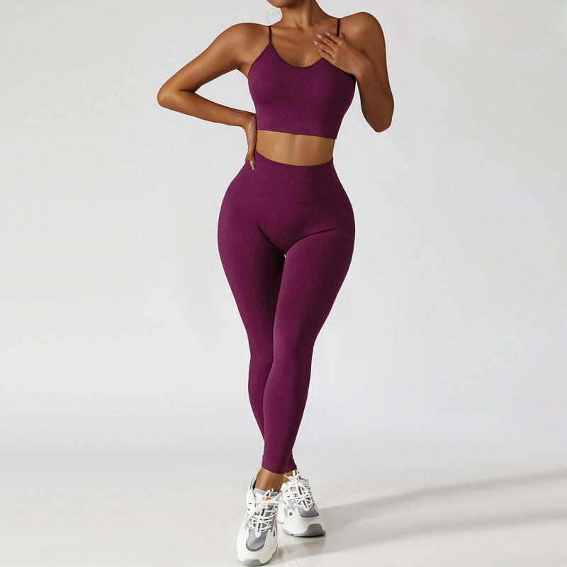 Naadloze Yoga Set Vrouwen Fitness Sportkleding Sport Suits Gym Kleding Sportkleding 2 Delige Set Hoge Taille Leggings Sportbeha