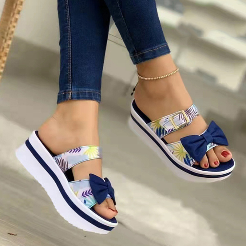 Dép Sandal Thời Trang Nữ Giày Nữ Peep Toe Giày Xăng Nữ Hở Mũi Giày Người Phụ Nữ Dày Đáy Nêm Dép Đi Biển Plus Kích Thước giày