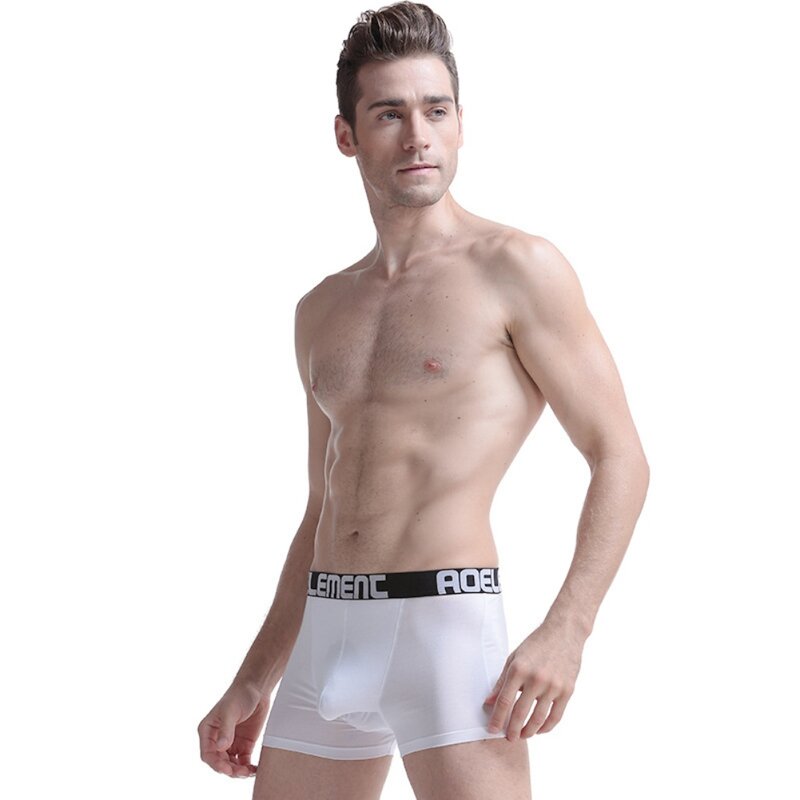 Cuecas boxer de seda de gelo de baixo nível para homem 3d u-convexo macio respirável cueca modal casual esportes pele-friendly boyshorts