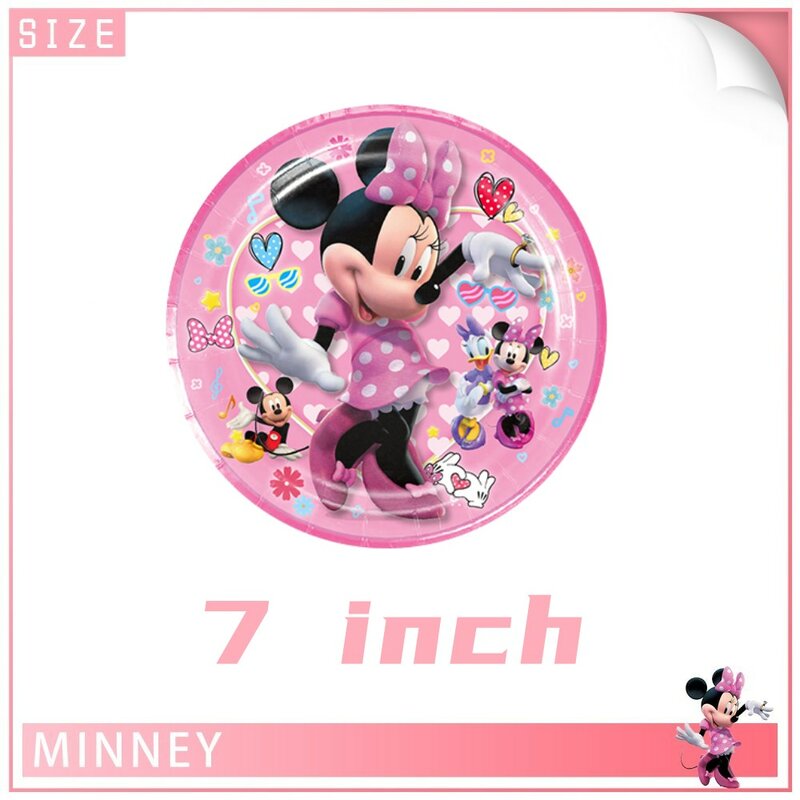 Disney Pink Minnie Mouse Theme Kids Birthday Cup Plate Napkin Disposable Tableware Supplies Girls Birthday Party Decoration Set