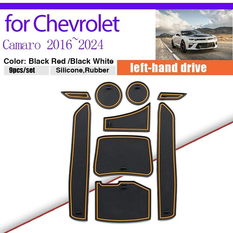 Cửa Rãnh Chống Bụi Pad Đối Với Chevrolet Camaro 2016 ~ 2024 2017 2018 2019 2020 2021 2022 2023 Cao Su Giữ Cốc Cổng Khe Mat xe Nhãn Dán Thảm Phụ Kiện Cho
