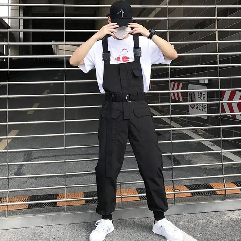 Pagliaccetti da uomo tute Casual tute Patchwork Streetwear Multi tasche Cargo sciolto stile giapponese Harajuku