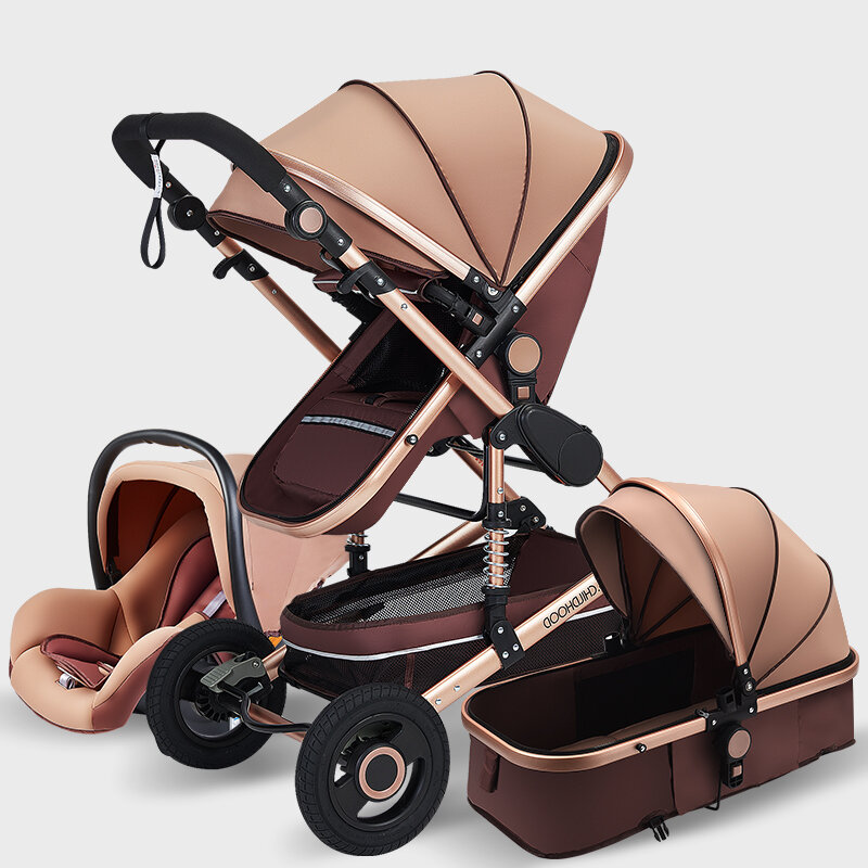 2021 детская коляска с высоким ландшафтом 3 в 1 с автомобильным сиденьем и детской коляской, Роскошная детская коляска для новорожденных