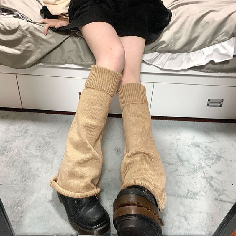 موضة شتاء Y2k بنات لوليتا القوطية تدفئة الساق الجوارب النساء الخريف كومة الجوارب الطويلة بلون القرن شكل الساق جوارب منسوجة دافئة