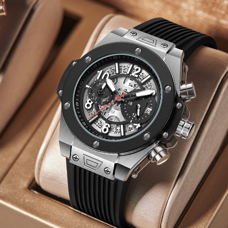 Moda relógios masculinos marca de luxo silicone relógio de quartzo data relógio esporte à prova dwaterproof água relógio de pulso masculino relogio masculino