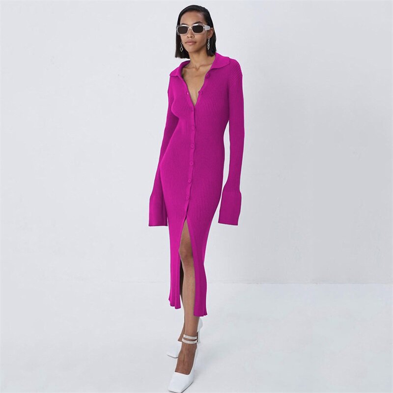 Mulheres Ternos Camisola Prom Dress Long Sleeved V-Neck Flare Sleeve Casual Street Wear Coat Night Club Party Gown Outfit Em estoque