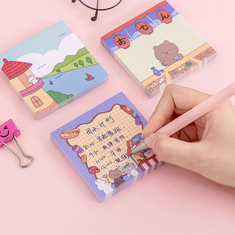 80 strona koreański proste śliczne kartki samoprzylepne Cartoon studenci kreatywna wiadomość nauka Notebook Office Planner notatniki biurowe