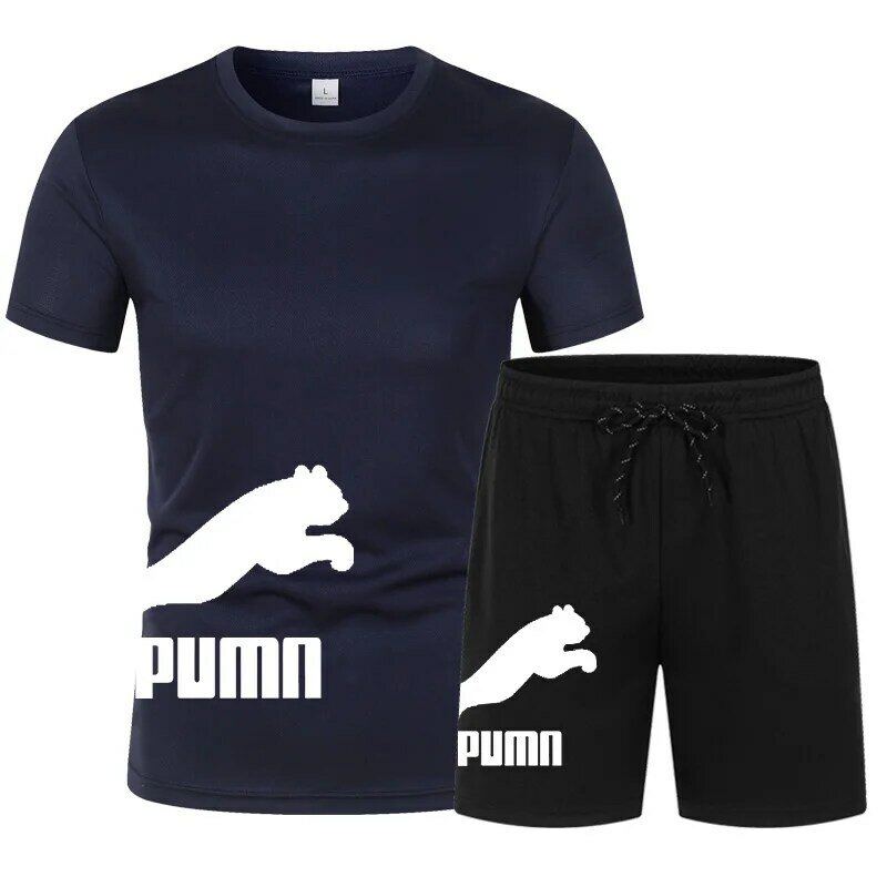 Men's sports T-shirt and shorts Puma print casual fashion breathable short sleeved summer warmth 2023