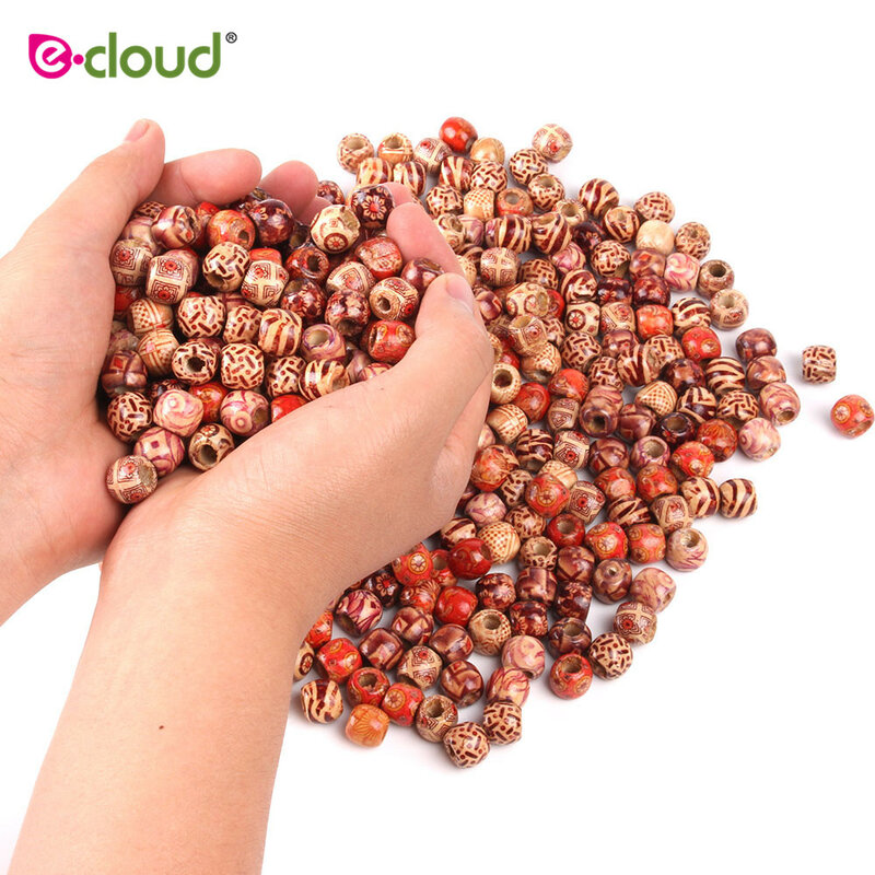 Perles pour cheveux en bois multicolores, 1000 pièces/sac, 12mm et 17mm, perles Dreadlock, accessoires pour couvre-chef, couleur aléatoire