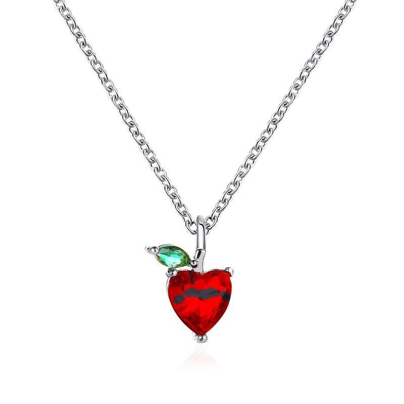 Korean Kristall Apple Halskette Frische Apple Obst Choker Halskette Für Frauen Halsketten & Anhänger Nette Mädchen Student Schmuck CF2717