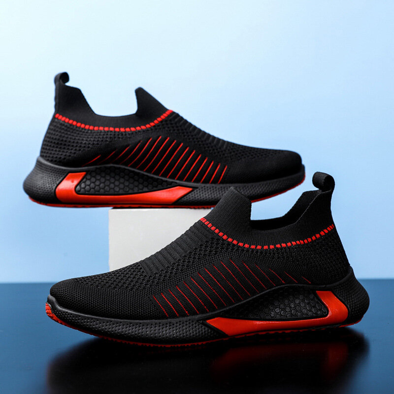 Sepatu Pria Ukuran Besar Sepatu Sneakers Jaring Bersirkulasi Baru 2022 untuk Pria Kaus Kaki Kasual Sepatu Kasual Sneakers Olahraga Deodoran Modis