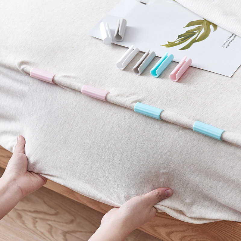 12 Buah Klip Seprei Plastik Antiselip Penjepit Quilt Bed Clipper Cover Grippers Pengencang Matras Pemegang untuk Seprai Rumah