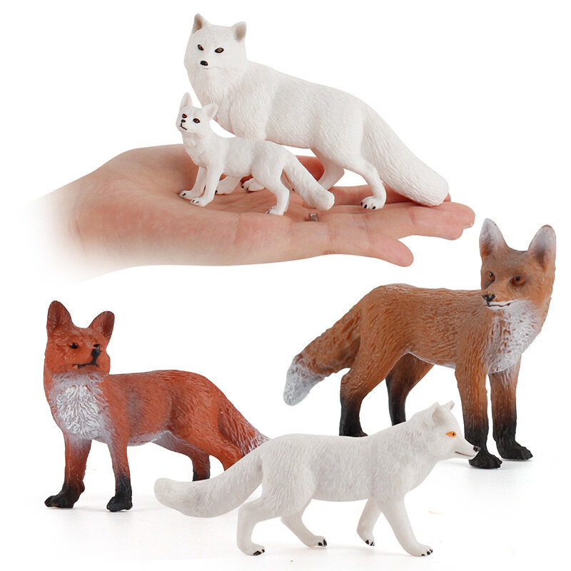 6pc simulação animal selvagem modelo veados raposa lobo esquilo estatuetas miniatura figura de ação coleta brinquedos educativos das crianças