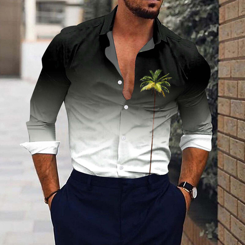 Camisas hawaianas tropicales para hombre, Blusa de manga larga con estampado 3D para vacaciones en la playa, Tops de gran tamaño Harajuku 4xl, 2022