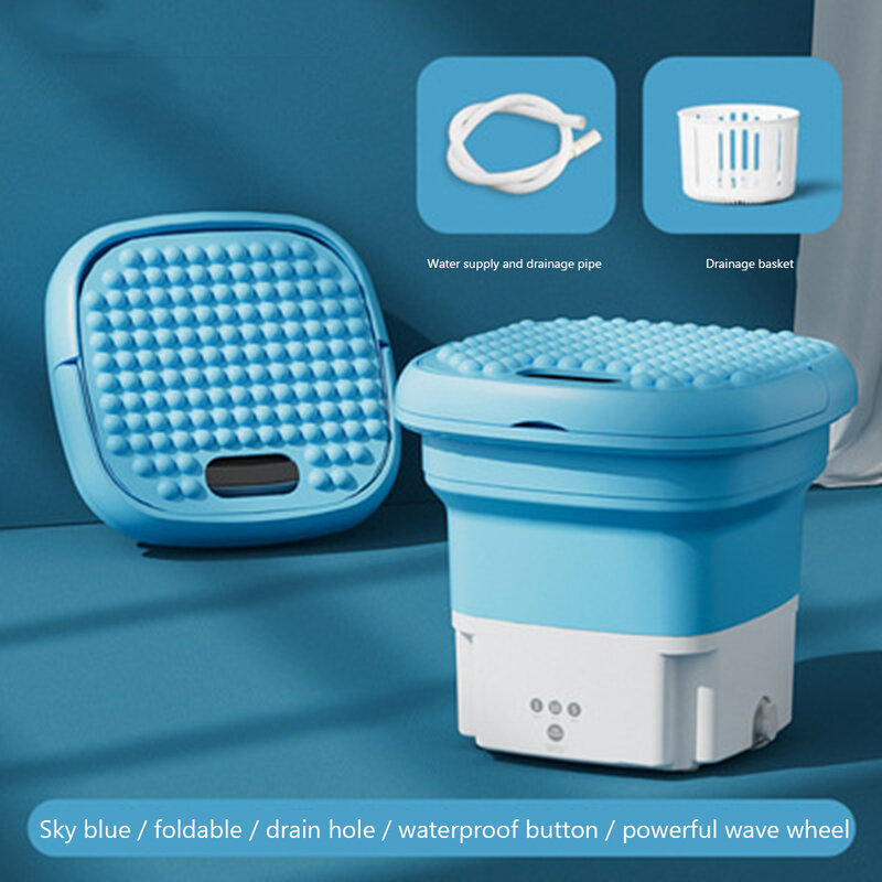 Lavatrice portatile pieghevole con secchio asciugabiancheria per vestiti, calze, biancheria intima, lavatrice, mini piccola lavatrice da viaggio