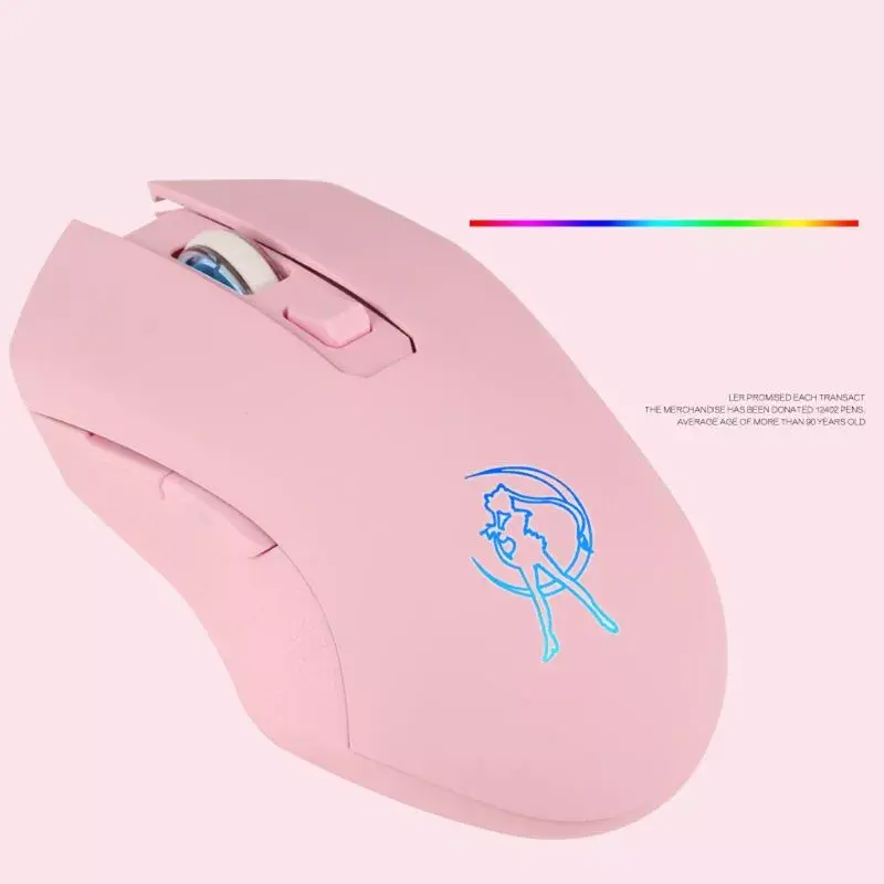 Pink Silent LED Optical Game Mice 1600DPI 2.4G USB Wireless Mouse for PC Laptop 667C